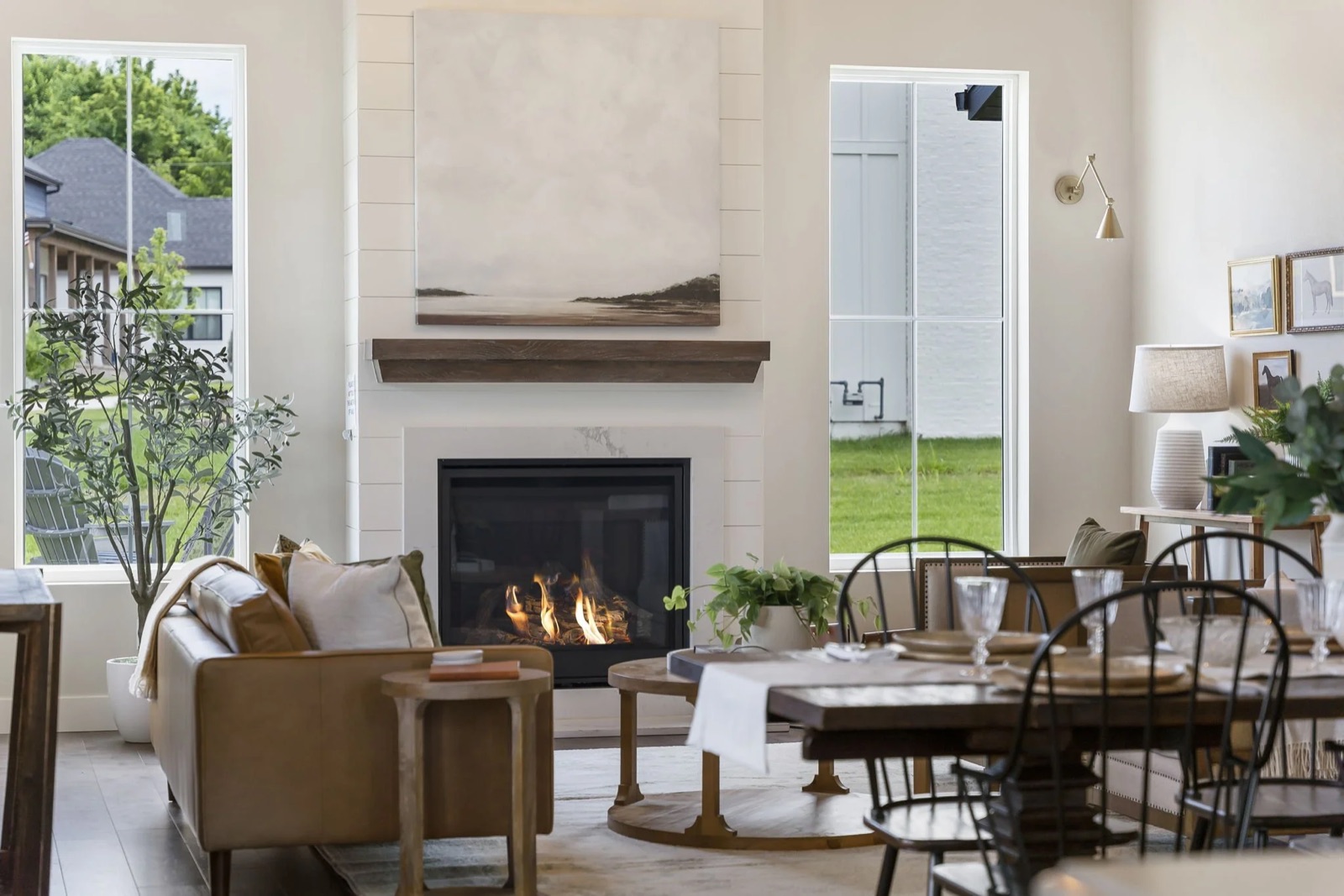Staged living and dining room
